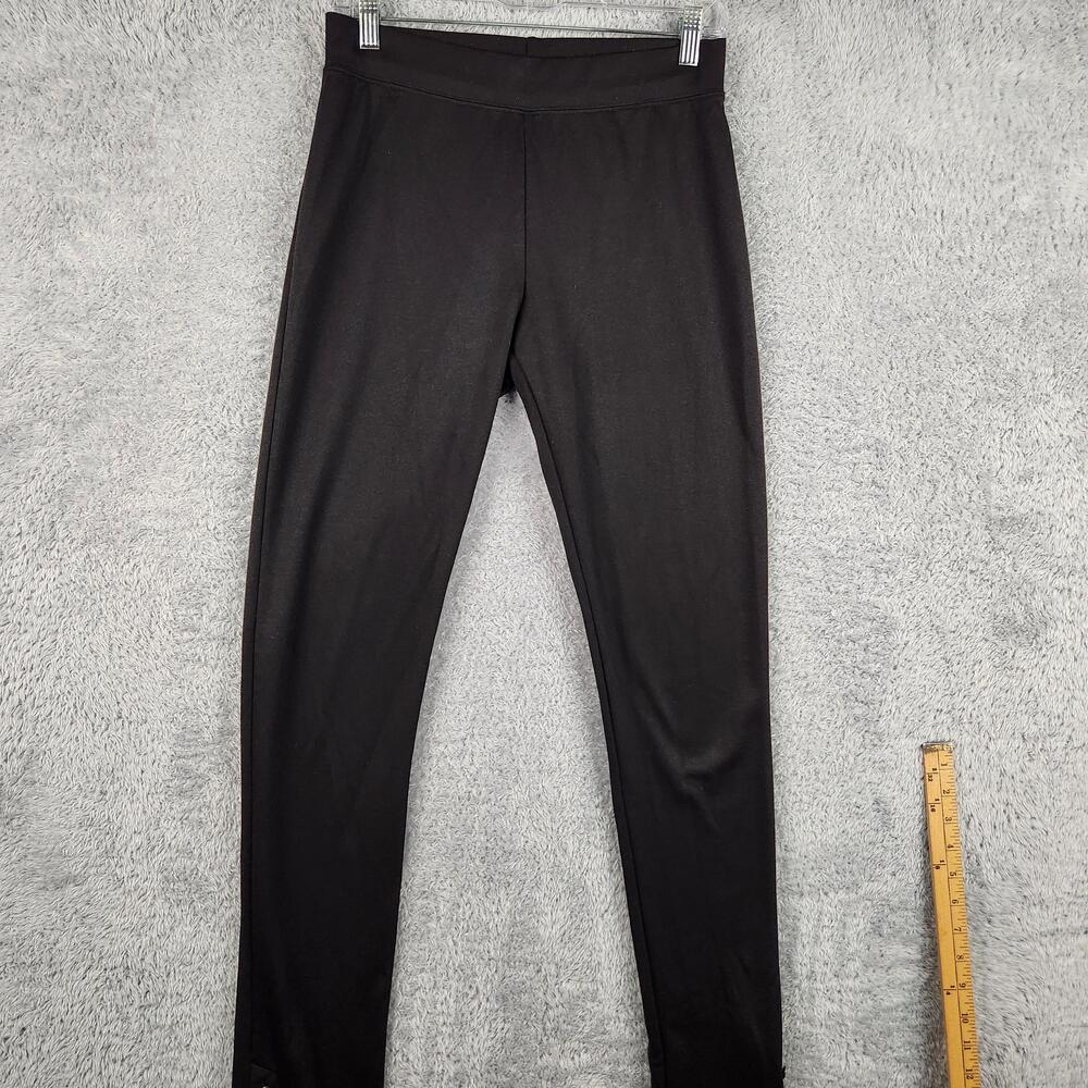 LEL Leggings Womens Small Tall Black Mid Rise Stretch Ankle Button Hem Pants Y2k